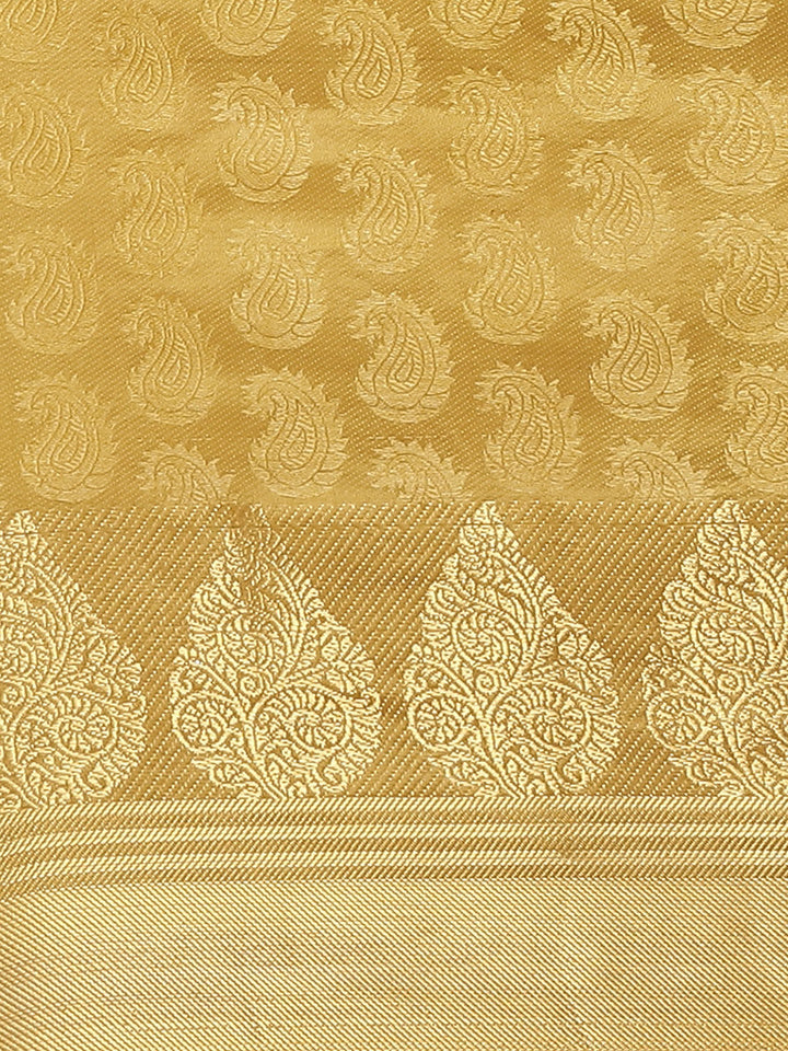 Banarasi Jamdani Embossed Handloom Saree with Paisley Resham Weaving & Woven Zari Border