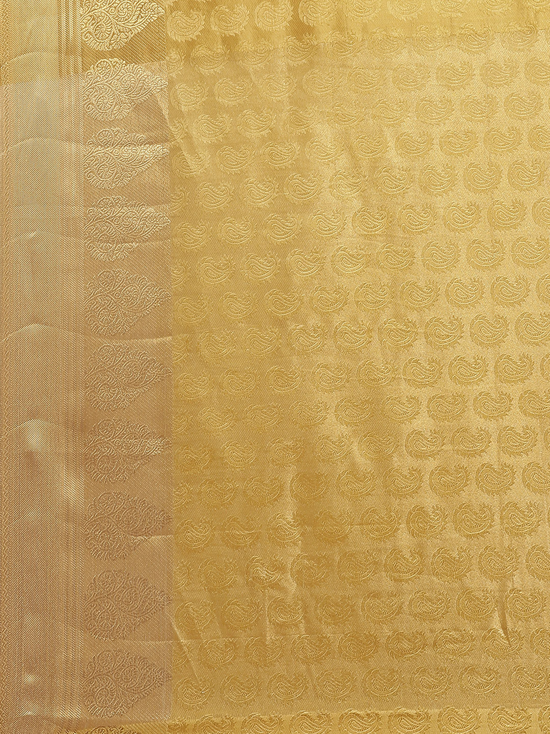 Banarasi Jamdani Embossed Handloom Saree with Paisley Resham Weaving & Woven Zari Border