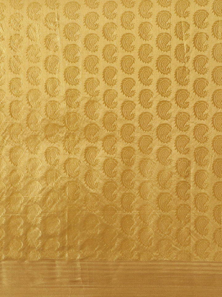 Banarasi Jamdani Embossed Handloom Saree with Paisley Resham Weaving & Woven Zari Border