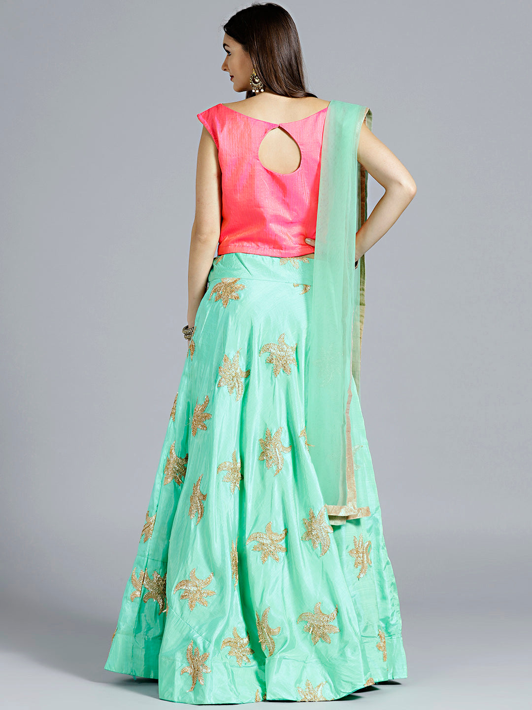 Colorblocked Gota Embroidered Silk Lehenga Choli