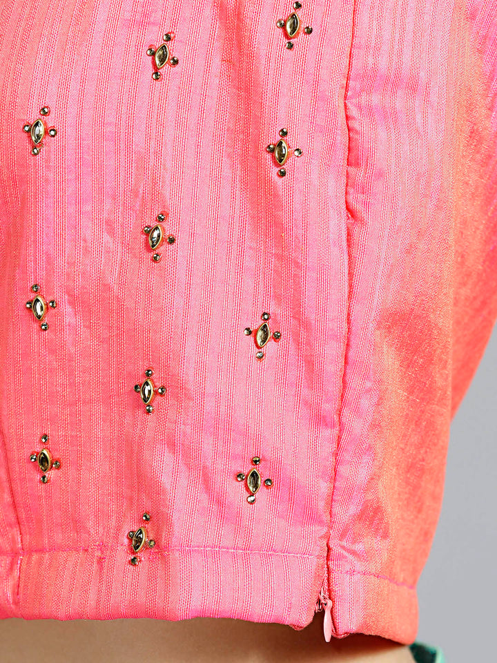 Colorblocked Gota Embroidered Silk Lehenga Choli