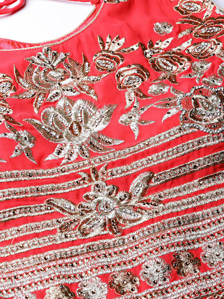 Peplum style Embellished Kurta Set with Embroidered Sharara