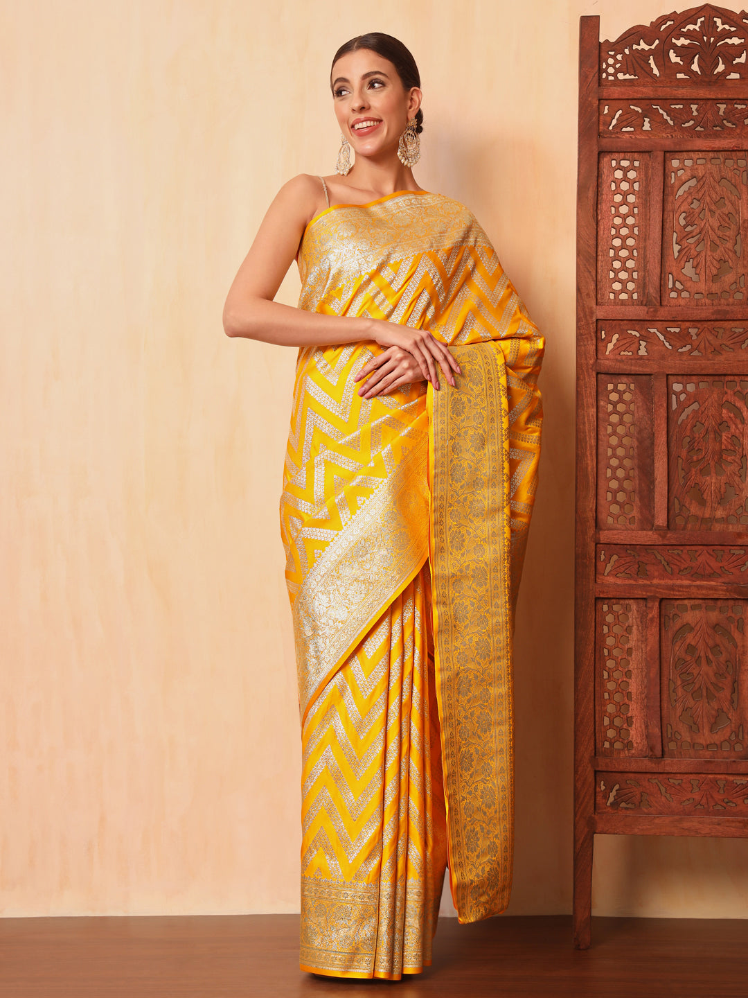 Haldi Yellow Kanjeevaram Banarasi Silk Handwoven Saree