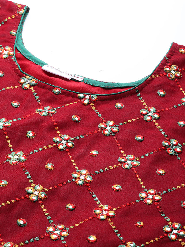 Georgettte Frilled Sharara Set Embellished With Resham Embroidery & Mirror Work, laces
