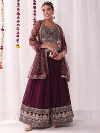 Chhabra 555 Flared Georgette Lehenga Set wtith Choli Cut Tasseled Bouse & Sequinned Dupatta