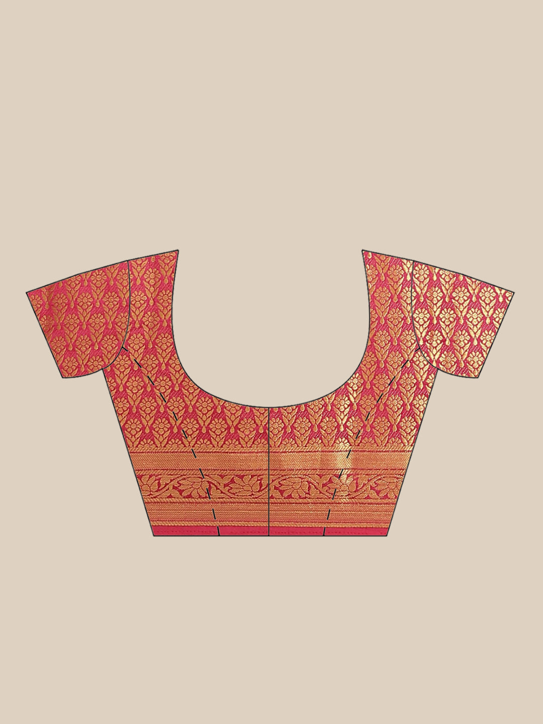 Kanjeevaram Dupion Silk Saree with Gold Zari Weaving in Contrast Paisley Pattern Border