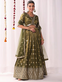 Chhabra 555 Beads & Stones and Sequinned Choli with Embellished Lehenga & Solid Dupatta
