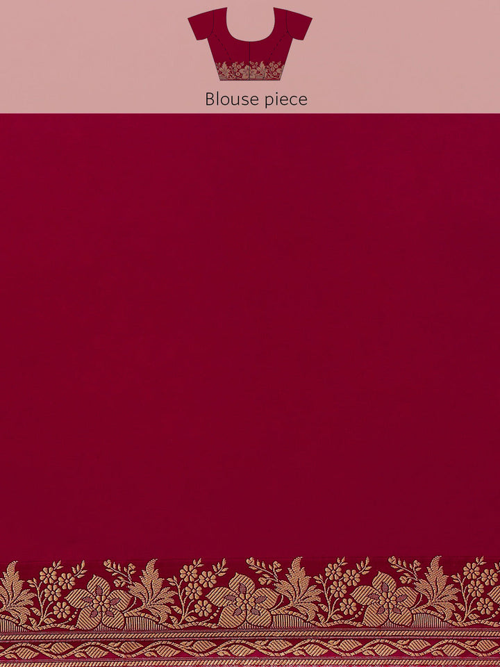 Red Bright Resham Woven Art Silk Floral Saree