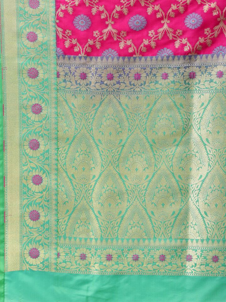 Banarasi Silk saree with Handloom Woven ZFloral Meenakari Pattern