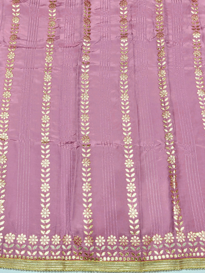 Gota Patti & Resham Embroidered Punjabi Suit Dupatta with Striped Floral Pattern