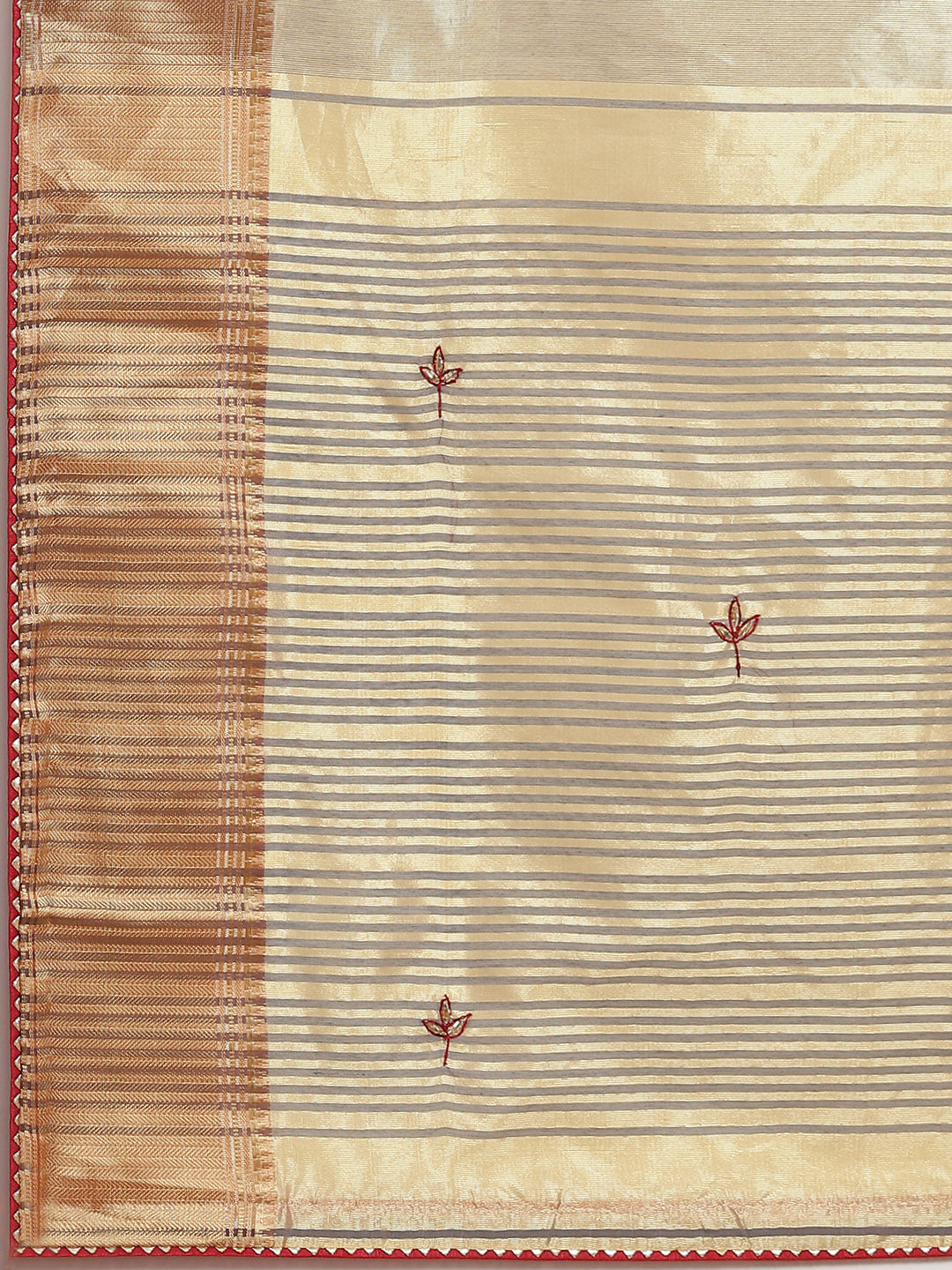 Grey Crystal Chanderi Silk Saree with Zari & Cutdana Embroidery