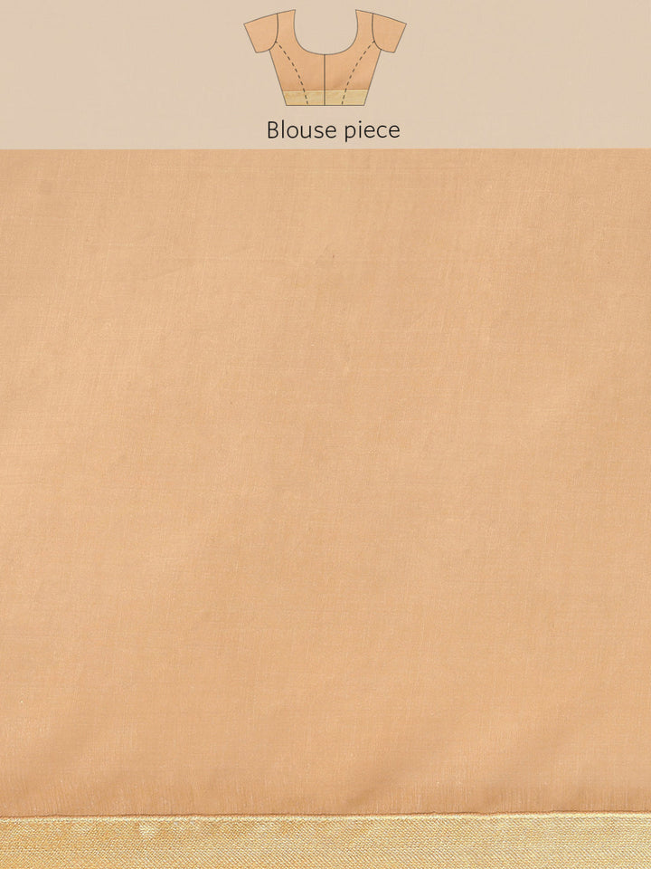 Beige Floral Resham Thread Embroidery Cotton Tussar Saree