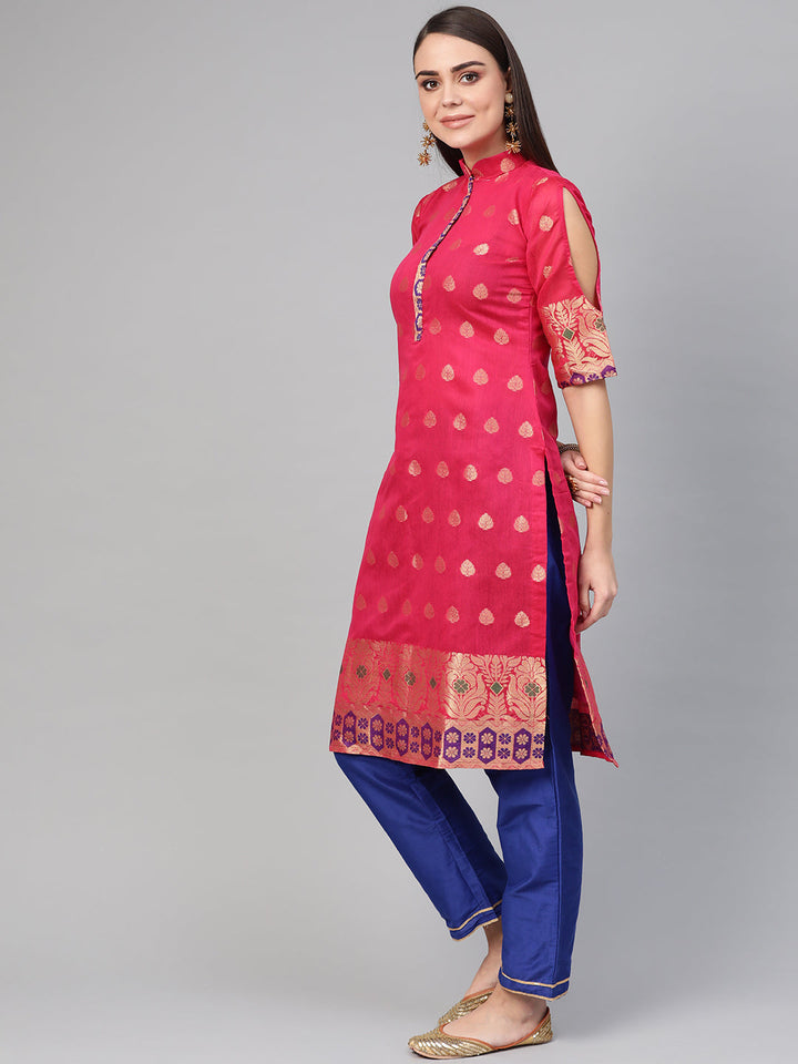 Banarasi Kurta Set with Resham Zari Weaving