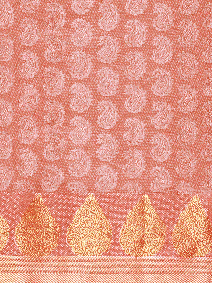 Banarasi Jamdani Embossed Saree with Resham Weaving & Zari Border