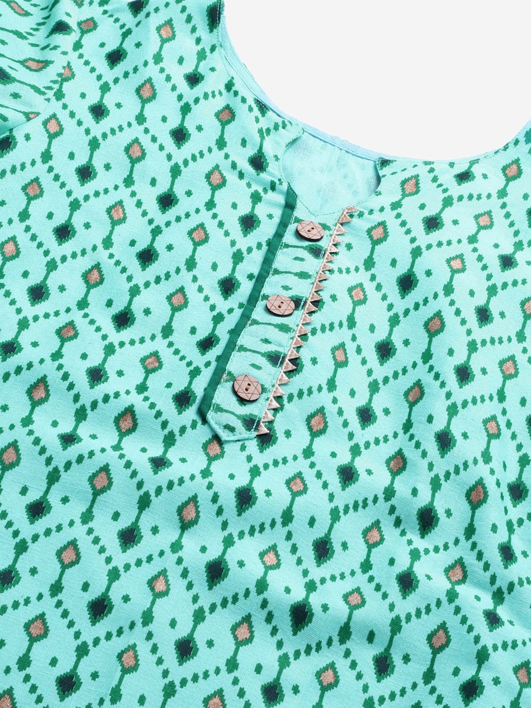 Ikat Inspired Cotton Stitched Kurta Sharara Set With Chiffon Gotta Patti Dupatta