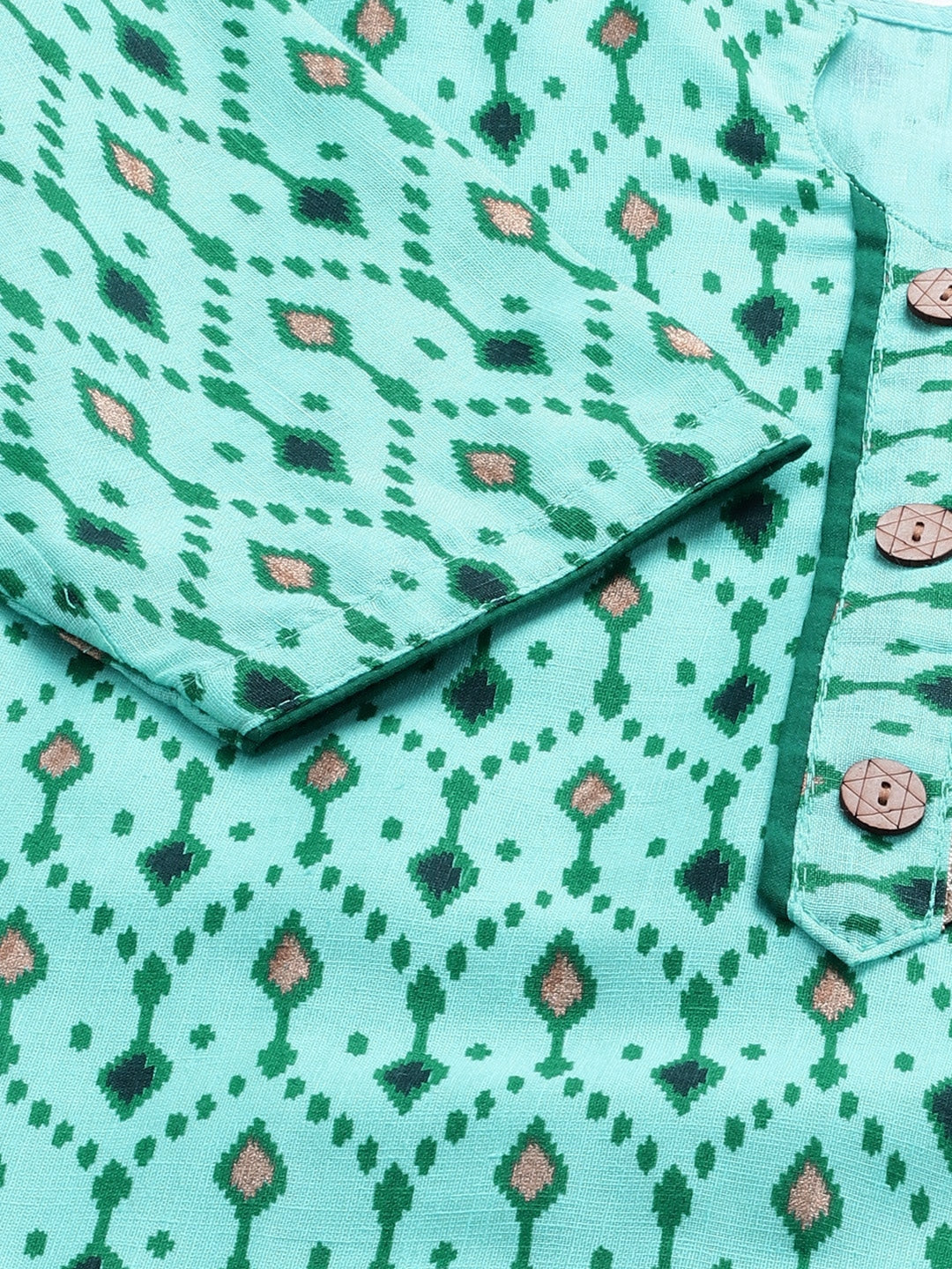 Ikat Inspired Cotton Stitched Kurta Sharara Set With Chiffon Gotta Patti Dupatta