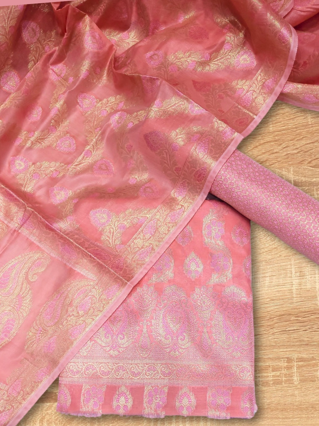 Meenakari Banarasi Handloom Suit Dupatta with Tropical Vines pattern & Brocade Salwar