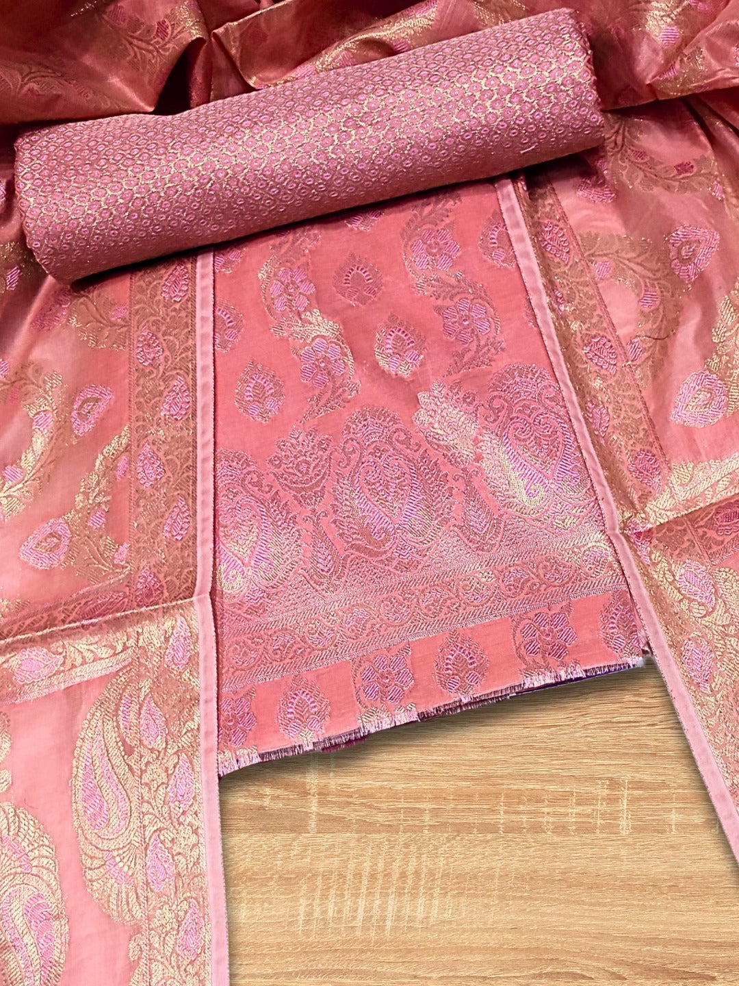 Meenakari Banarasi Handloom Suit Dupatta with Tropical Vines pattern & Brocade Salwar