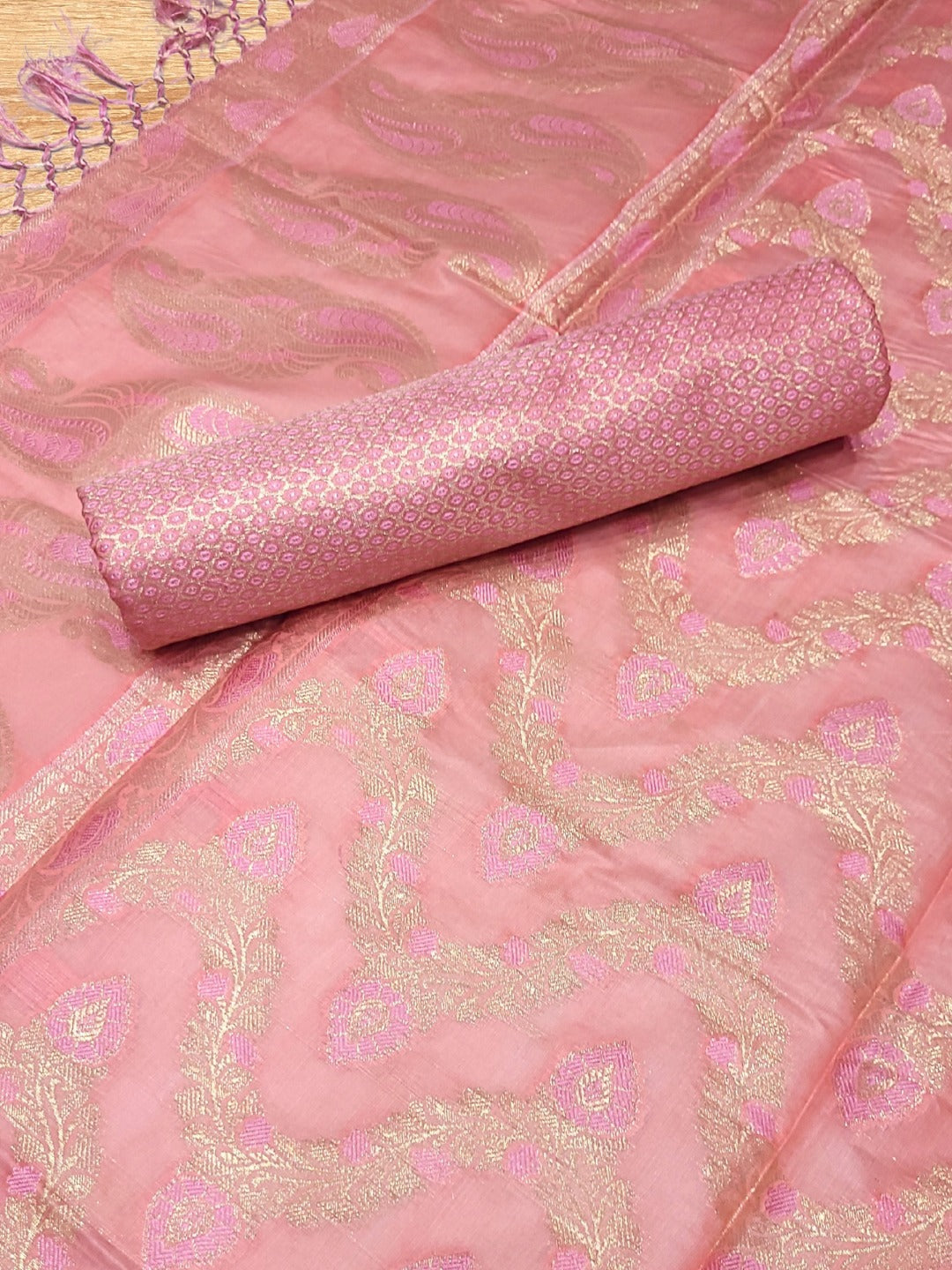 Meenakari Banarasi Handloom Suit Dupatta with Tropical Vines pattern & Brocade Salwar