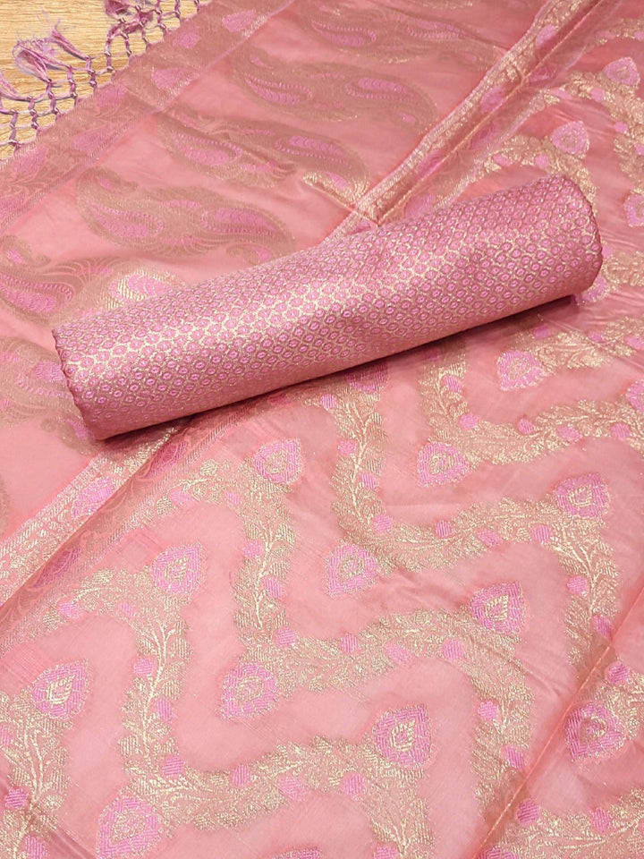 Meenakari Banarasi Handloom Suit Dupatta with Tropical Vines pattern & Brocade Salwar