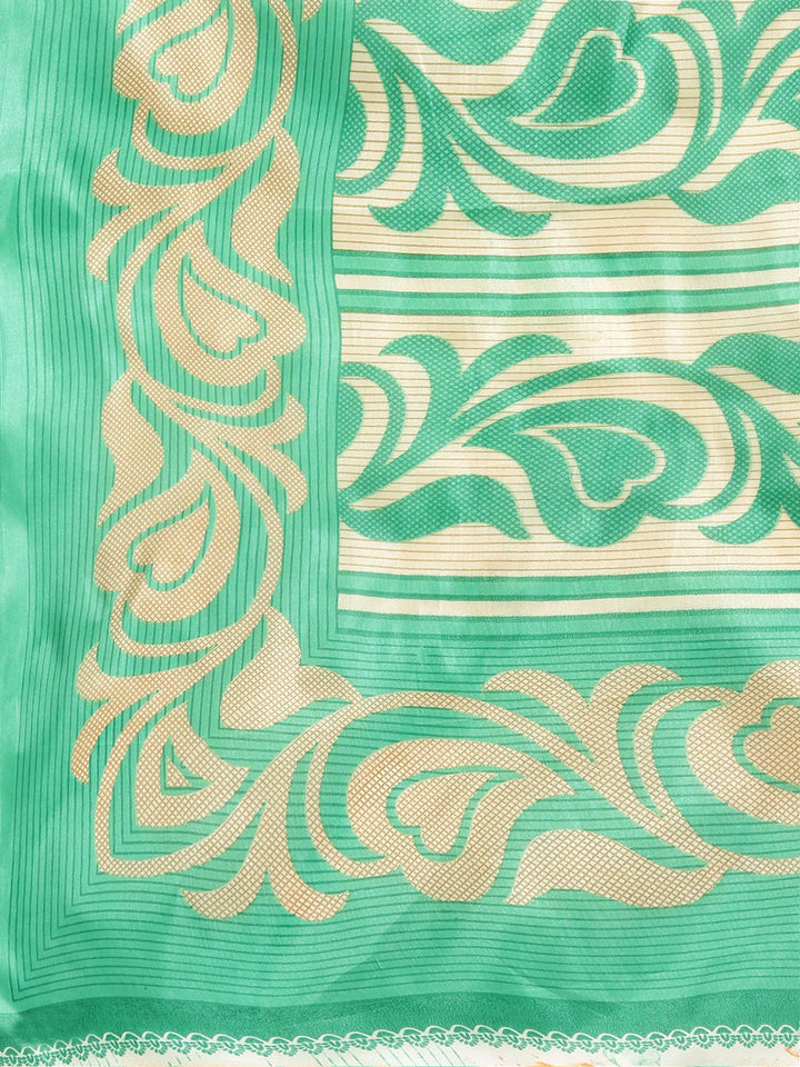 Printed Bhagalpuri Saree with Multicolor Floral and Paisley Motifs