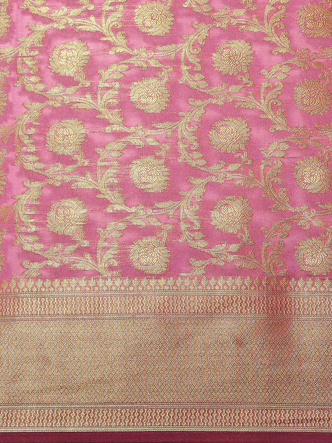 Violet Banarasi Floral Jaal Zari Woven Embroidered Silk Saree