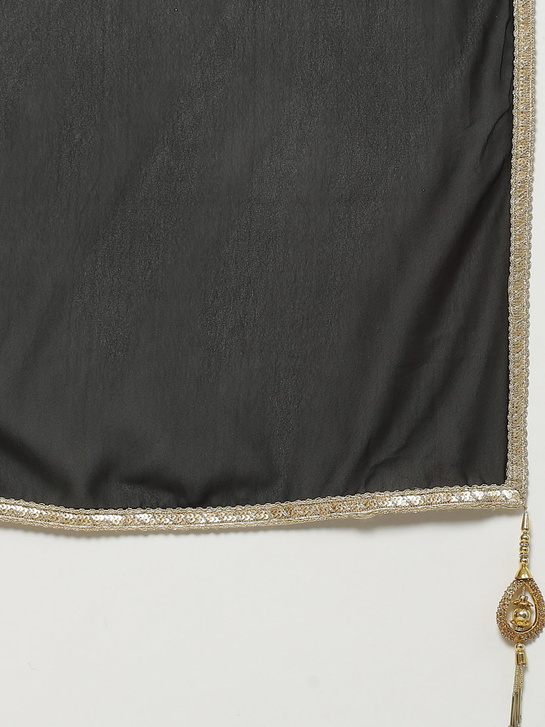 Made to Measure Black Georgette Mukaish Work Lehenga Set with Frilled Blouse & Dupatta