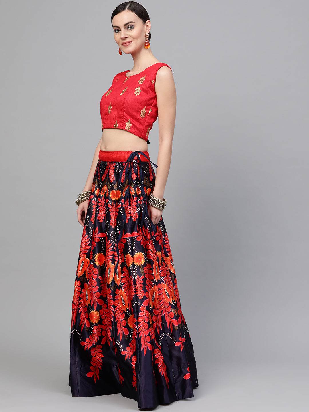 Digital Print Lehenga with Banarasi Dupatta and Embroidered Blouse