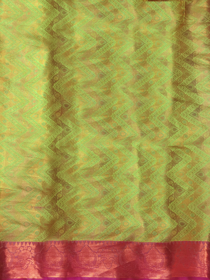 Bright Green Zari Woven Embellished Silk Traditional Saree