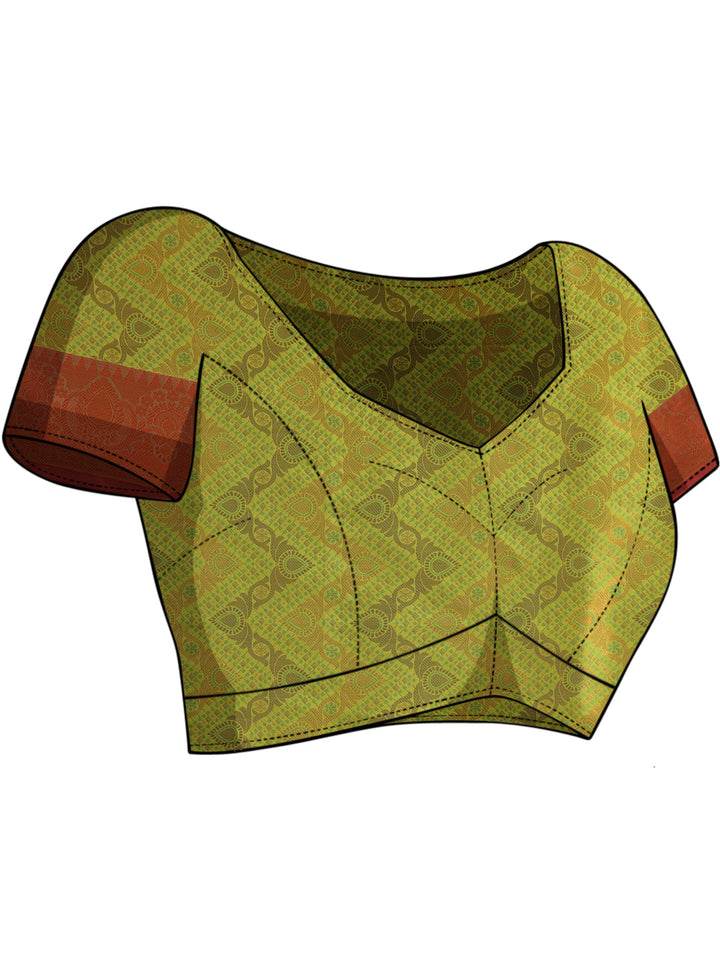 Bright Green Zari Woven Embellished Silk Traditional Saree