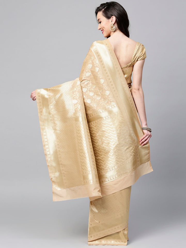 Banarasi Handloom Silk Saree with Mughal Inspired Zari Woven motifs
