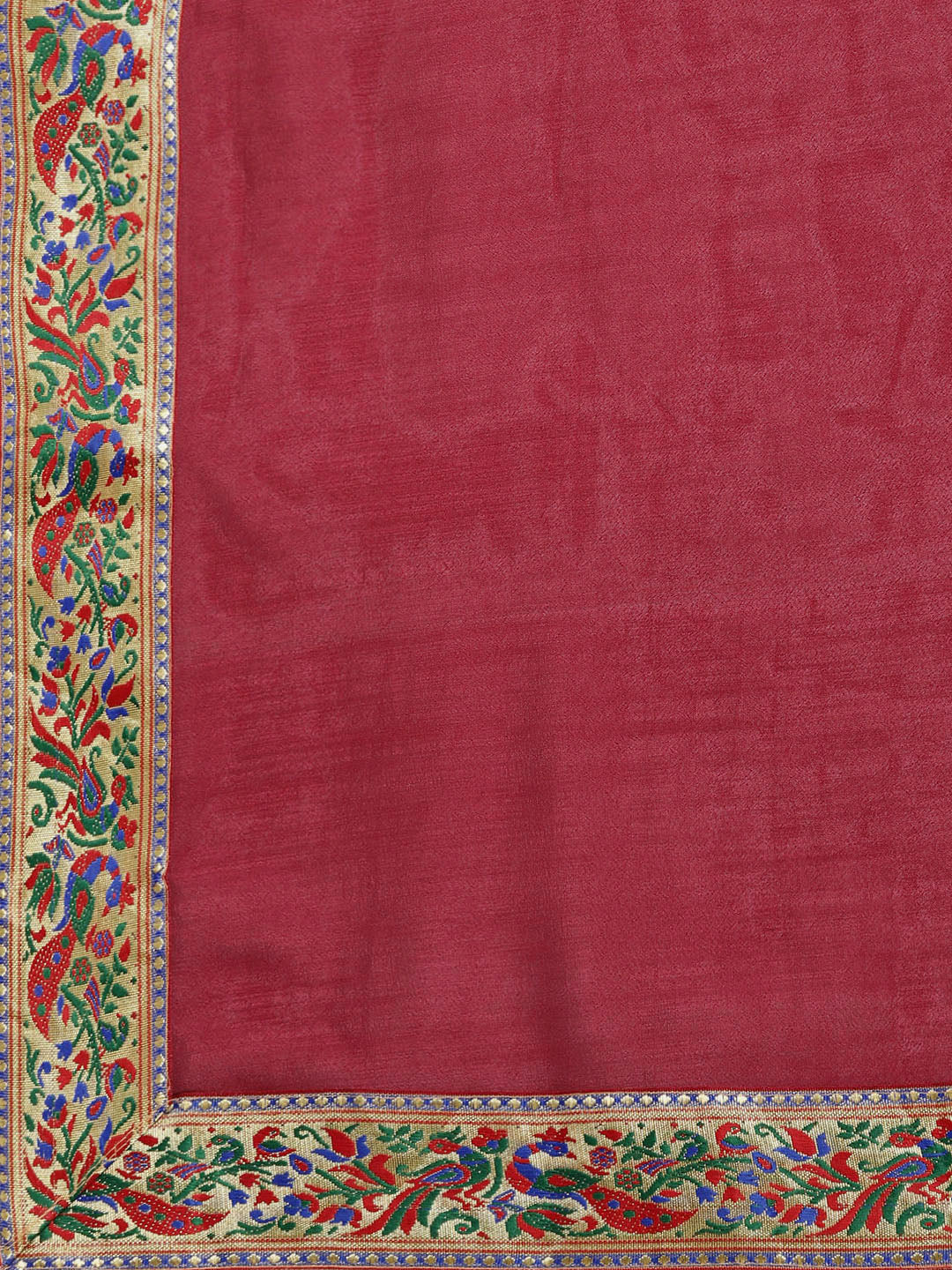 Georgette Saree with Paithani Brocade Border and Peacock Motifs