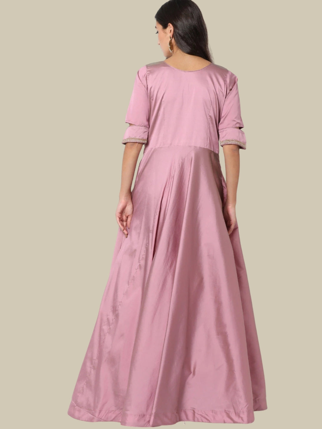 Pastel Applique Floral Embroidery Cocktail Gown with Cutouts