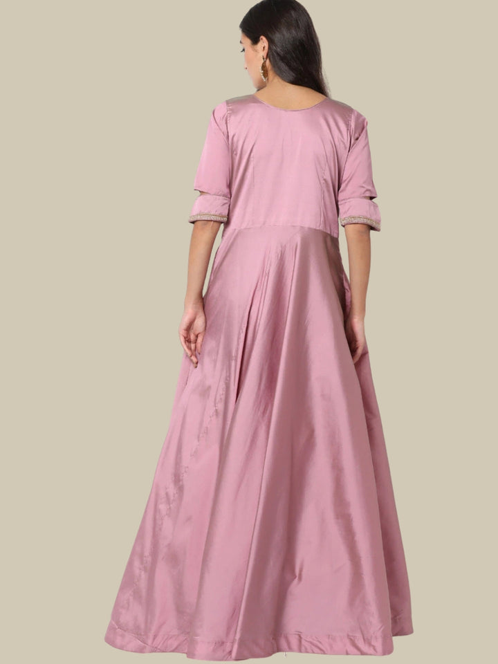 Pastel Applique Floral Embroidery Cocktail Gown with Cutouts