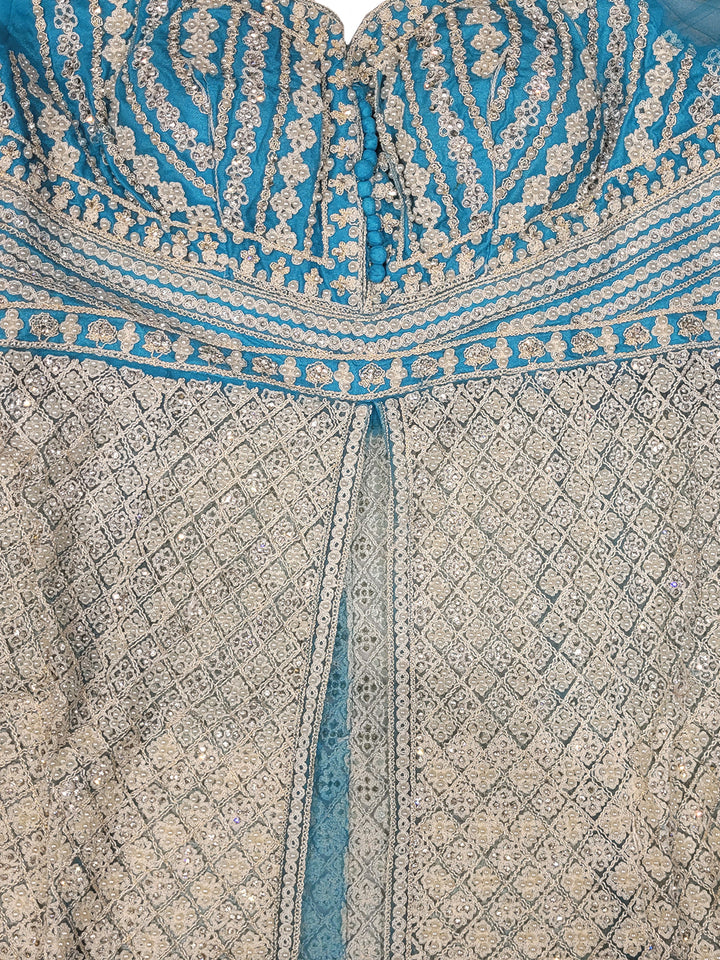 Embroidered Anarkali Suit Set with Organza Dupatta