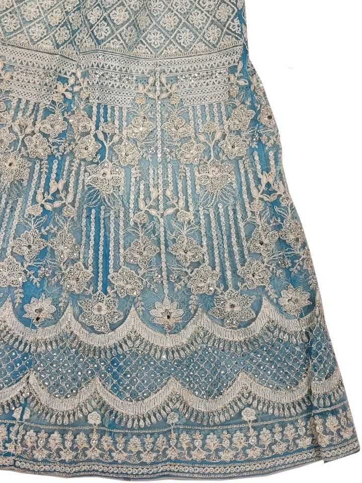 Embroidered Anarkali Suit Set with Organza Dupatta