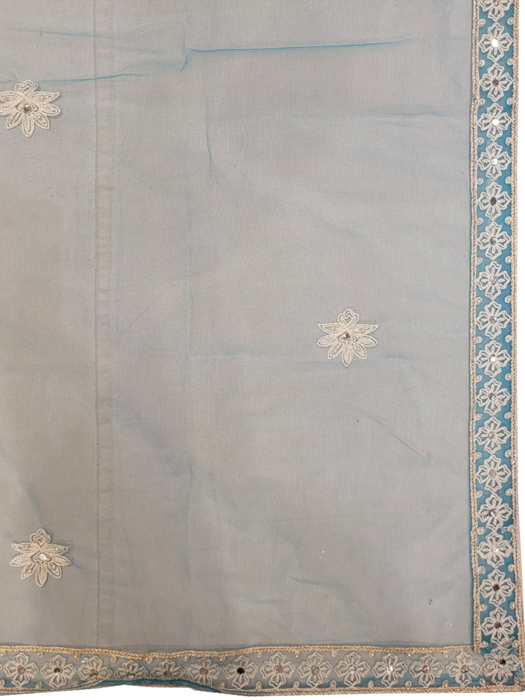Embroidered Anarkali Suit Set with Organza Dupatta