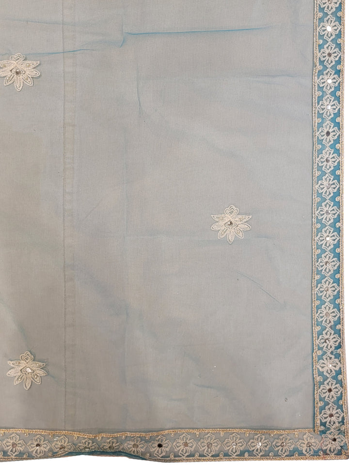 Embroidered Anarkali Suit Set with Organza Dupatta