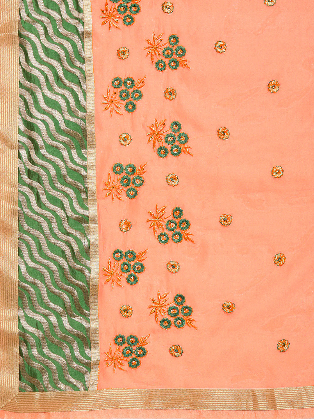 Chanderi Panelled Saree with Resham Embroidered Floral Motifs