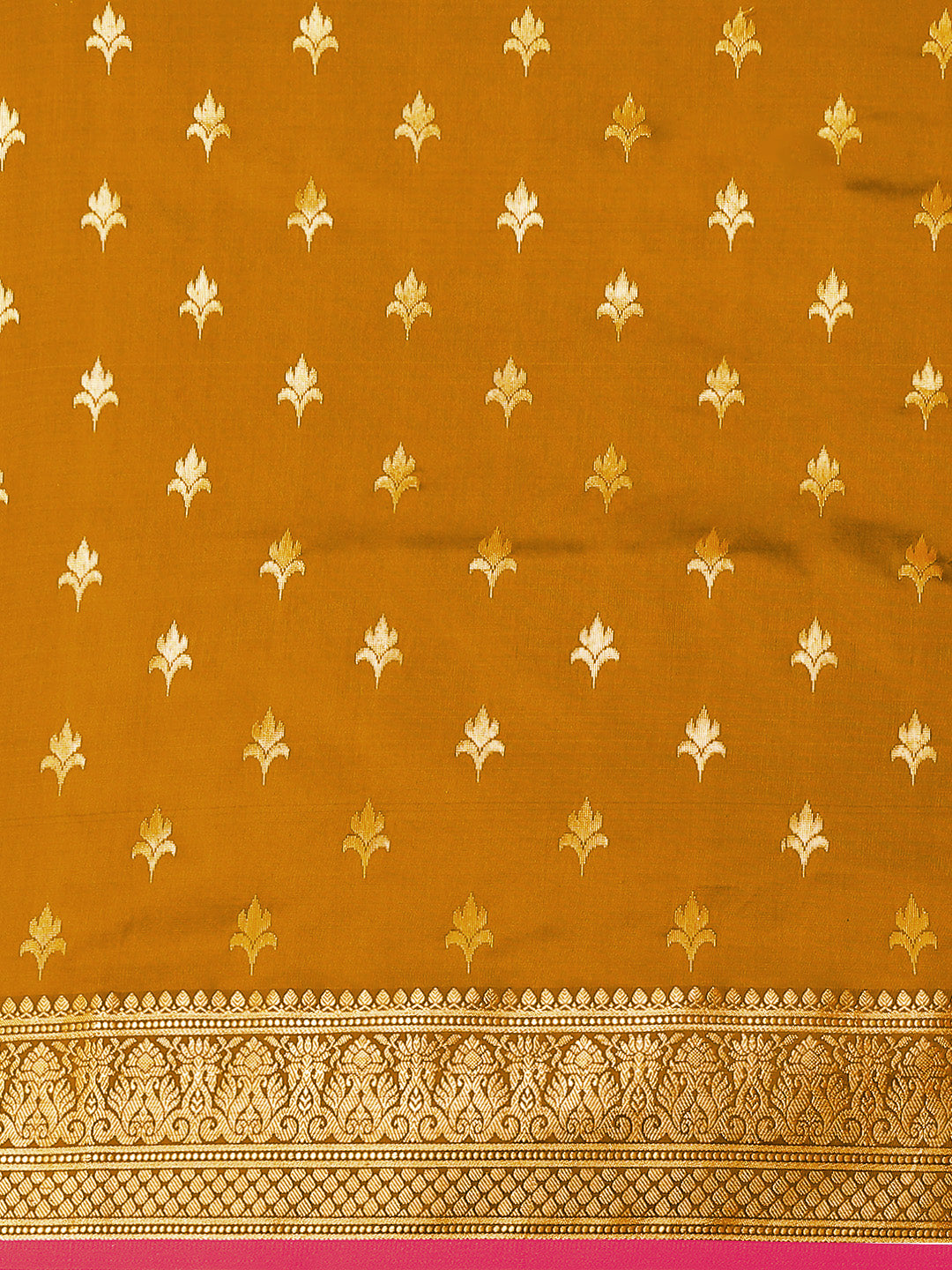 Golden Yellow Zari Embellished Silk Blend Gadwal Handloom Saree