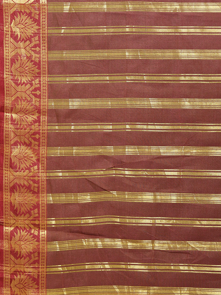Yellow Chanderi Silk Saree with Contrast Zari Woven Border