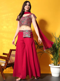 Resham Embroidery Co-ord Set with Crop top & Stylish Pocket