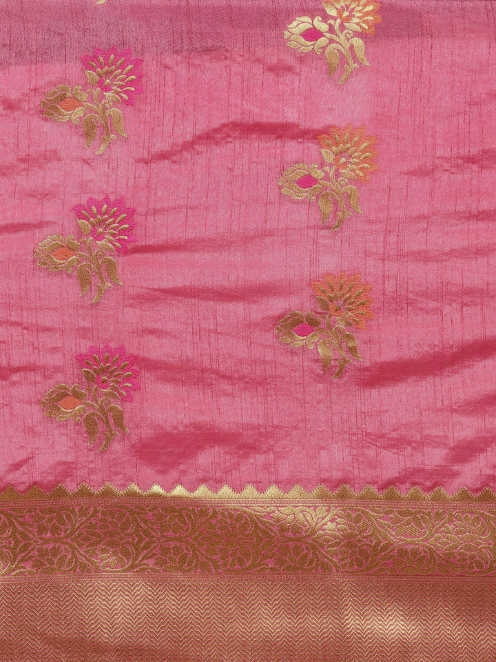 Mysore Silk Saree with Meenakari Weaving and Broad Zari Border