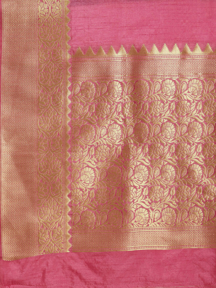 Mysore Silk Saree with Meenakari Weaving and Broad Zari Border