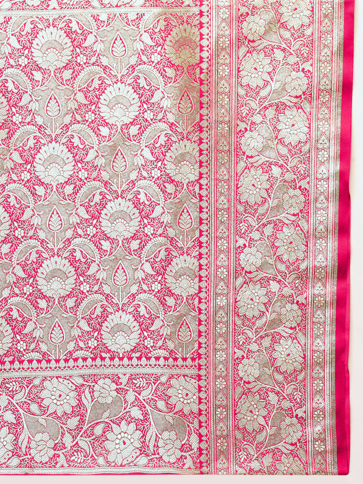 Rani Pink Kanjeevaram Banarasi Silk Handwoven Saree