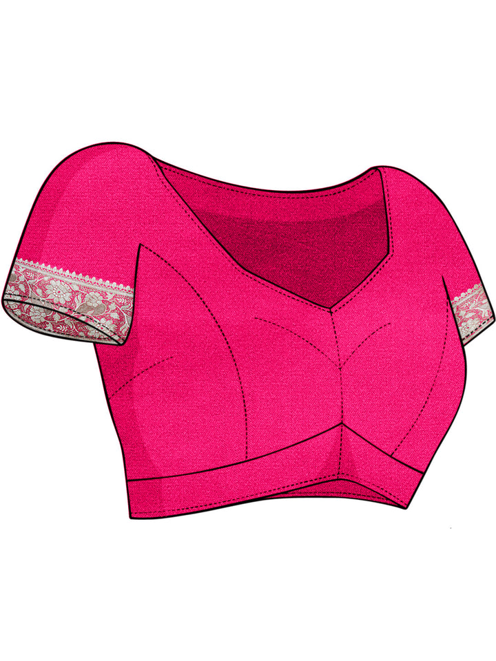 Rani Pink Kanjeevaram Banarasi Silk Handwoven Saree