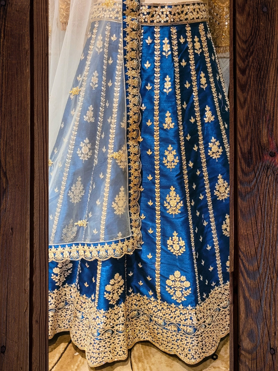 Royal Sapphire and Gold Embroidered Lehenga