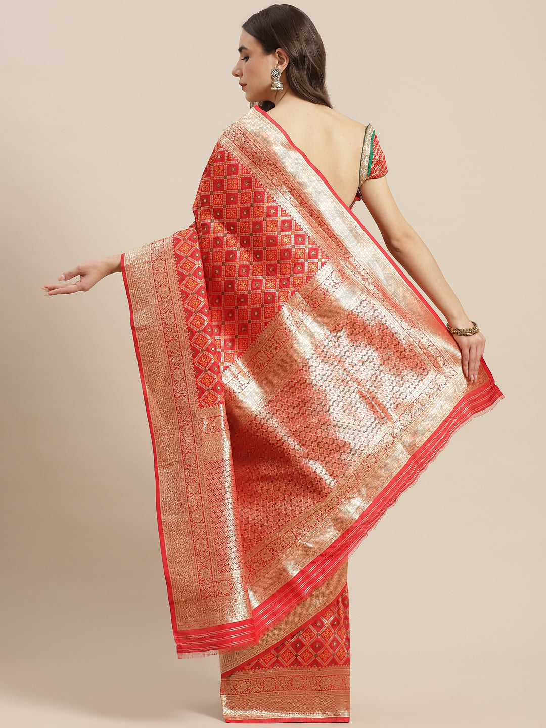 Red Silk Meenakari Banarasi Saree Embellished With Resham Weaving