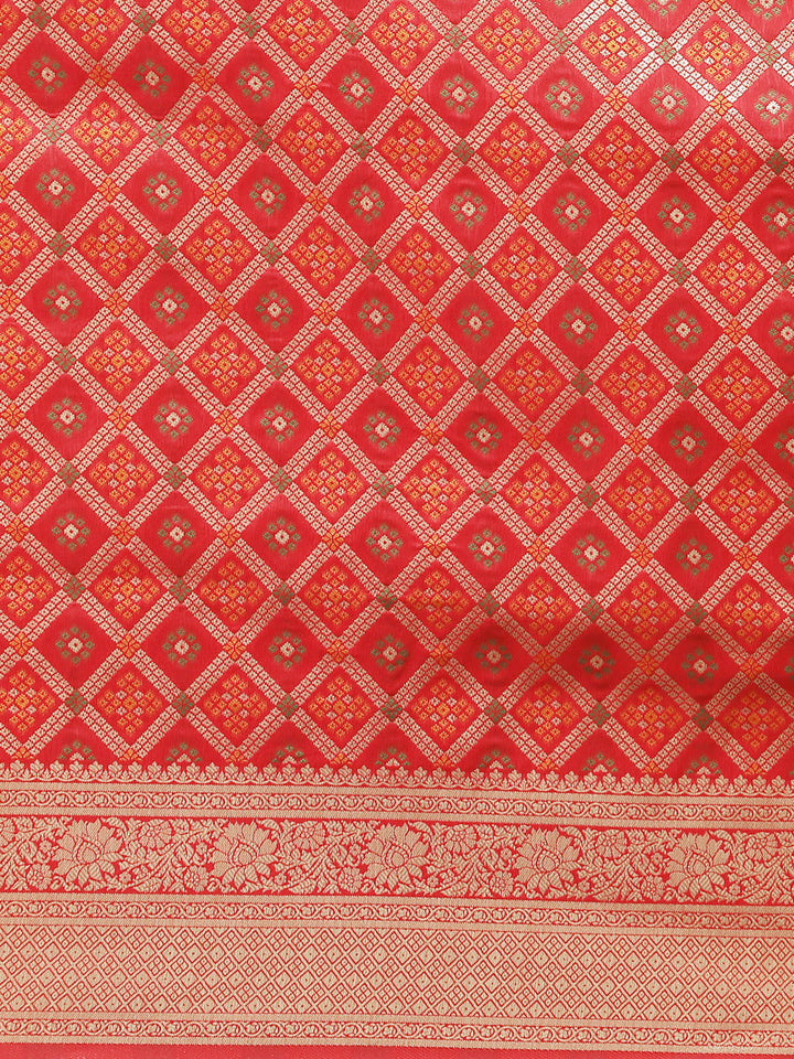 Red Silk Meenakari Banarasi Saree Embellished With Resham Weaving