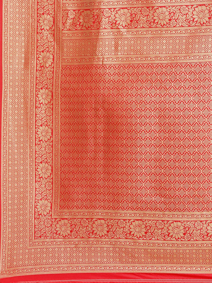 Red Silk Meenakari Banarasi Saree Embellished With Resham Weaving